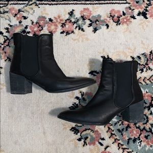 Real Leather Black Chelsea Booties